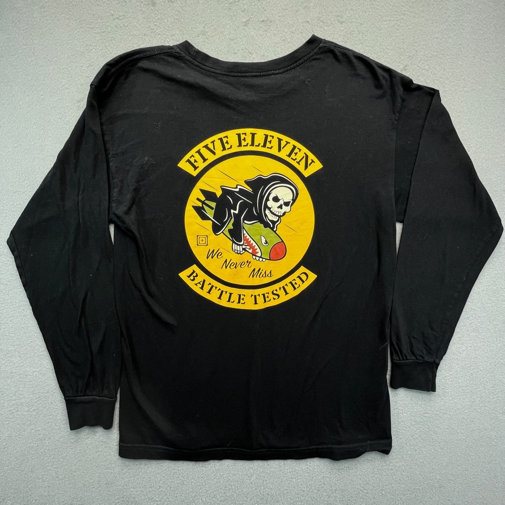 5.11 Tactical Mens Long Sleeve‎ T Shirt Grim Reaper Bomb Graphic Black M